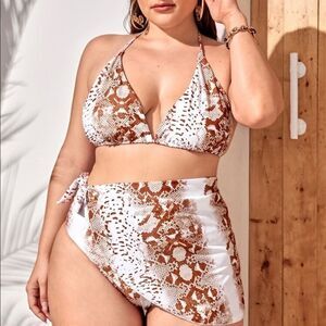 Snakeskin Print Bikini Sarong Skirt
